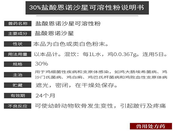 30%鹽酸恩諾沙星可溶性粉